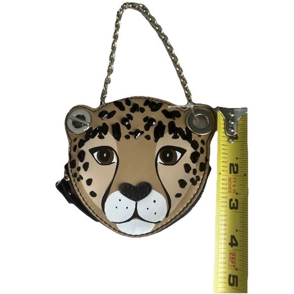 New Kate Spade Leopard Coin Purse Novelty Run Wild Black Jewel Wristlet Red Rose - Picture 11 of 11